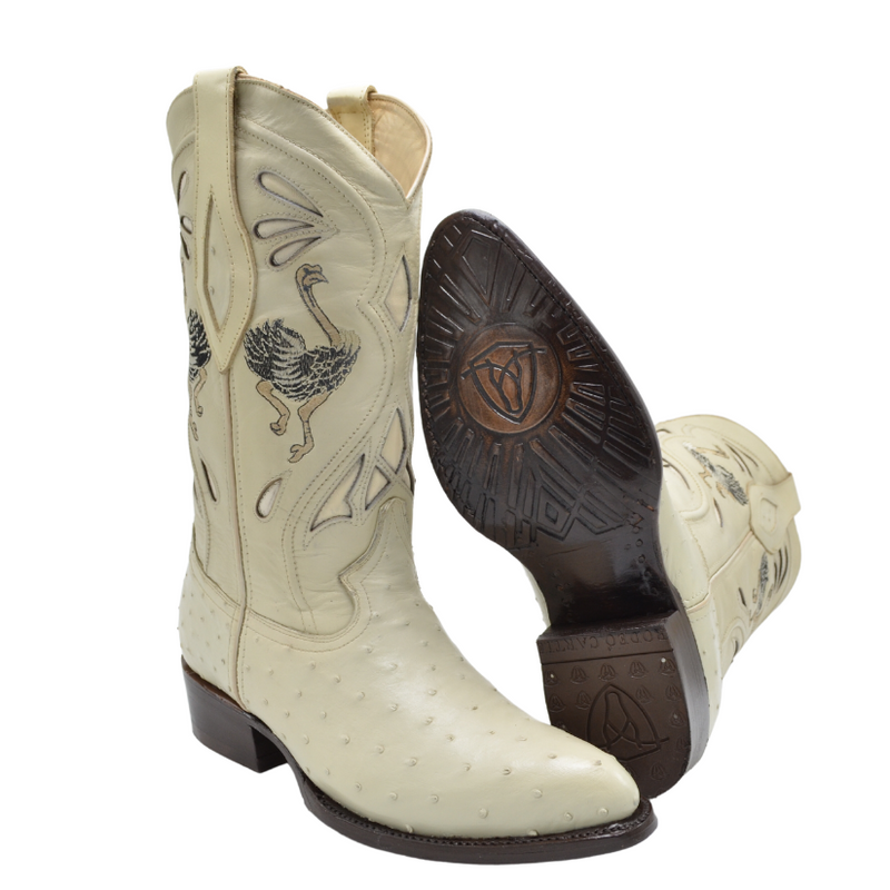 JOE BOOTS 903   BONE  J Toe Boots,  Original  Men's Cowboy Boots Ostrich Genuine Leather,  Western Boots.