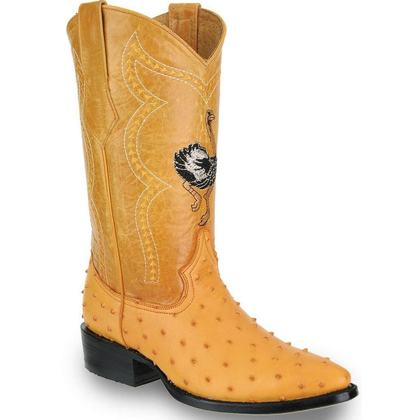 JB901 J Toe Boot Ostrich Print Leather Butter