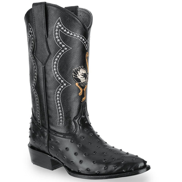 JB901 J Toe Ostrich Black Print leather Boot