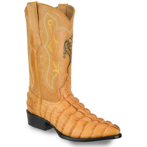 JB904 J Toe Cocodrile Print Leather Boot Butter