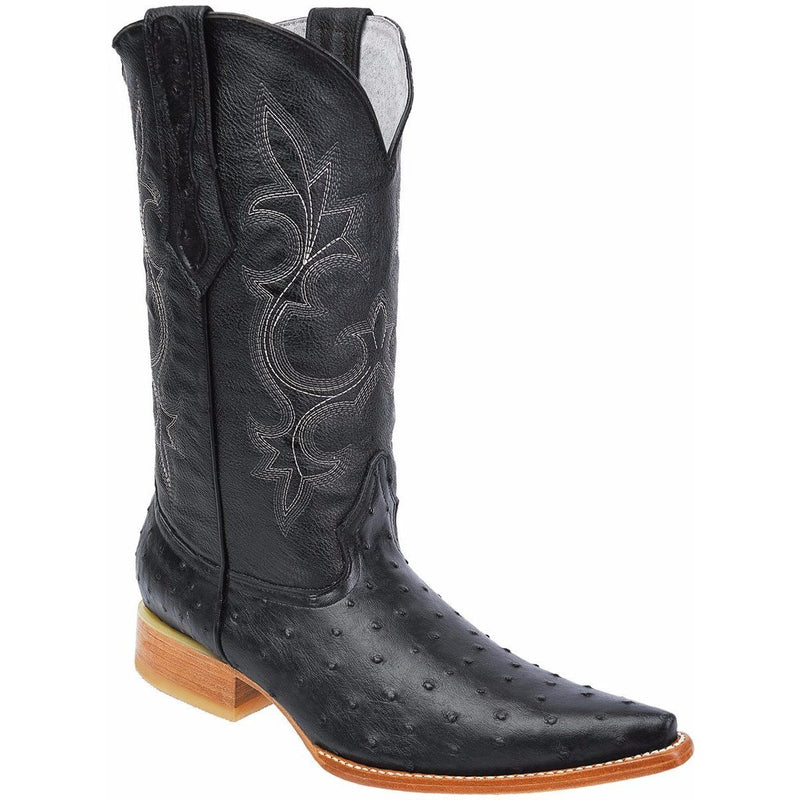 JOE BOOTS BD01 BLACK  Men's Western Boots - Pointed Toe , Cowboy Boots, Ostrich Print Leather