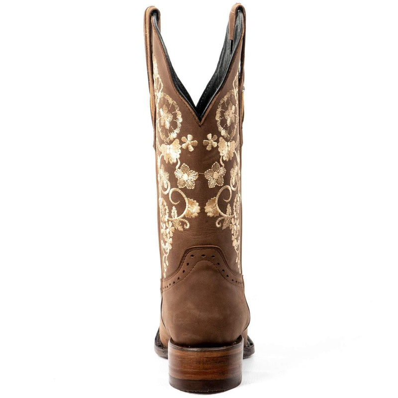 JOE BOOTS 15-01 SAND Premium Women's Cowboy Embroidered Boots: Square Toe Western Boot