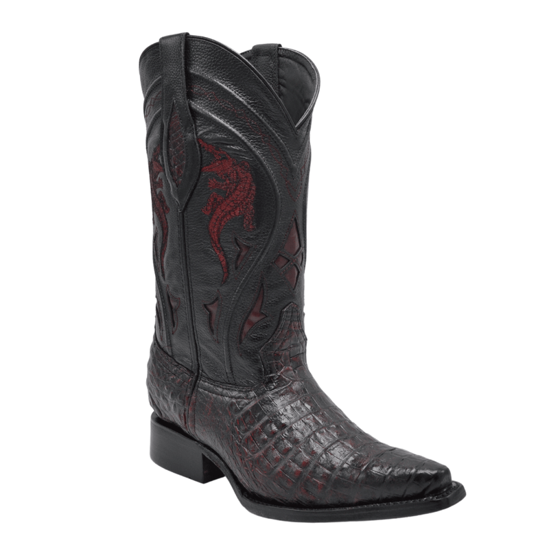 RC 608 BLACK CHERRY,  Men's Western Boots, Snip Toe,  Cowboy Boots in Genuine Caiman skin