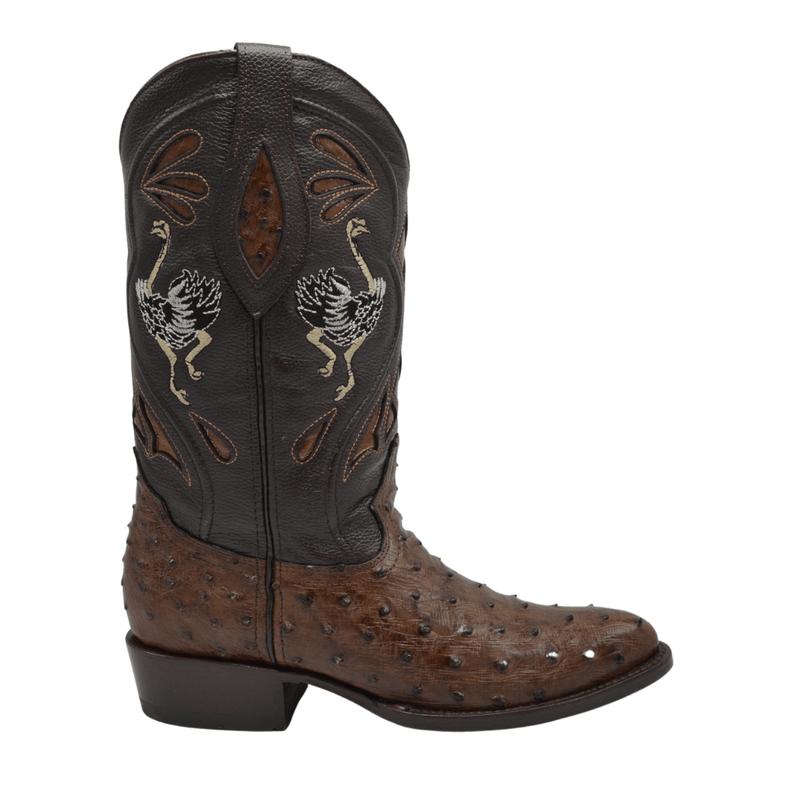 JOE BOOTS 903 BROWN J Toe Boots,  Original  Men's Cowboy Boots Ostrich Genuine Leather,  Western Boots.