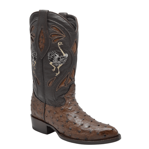 JOE BOOTS 903 BROWN J Toe Boots,  Original  Men's Cowboy Boots Ostrich Genuine Leather,  Western Boots.