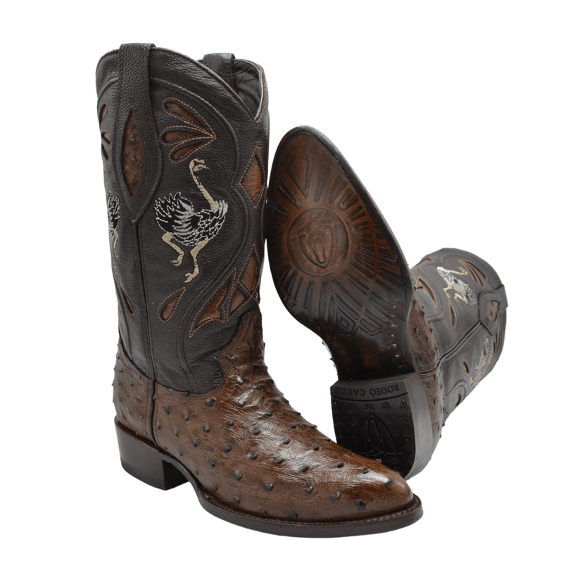 JOE BOOTS 903 BROWN J Toe Boots,  Original  Men's Cowboy Boots Ostrich Genuine Leather,  Western Boots.