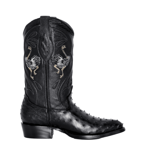 JOE BOOTS 903 BLACK J Toe Boots,  Original  Men's Cowboy Boots Ostrich Genuine Leather,  Western Boots.