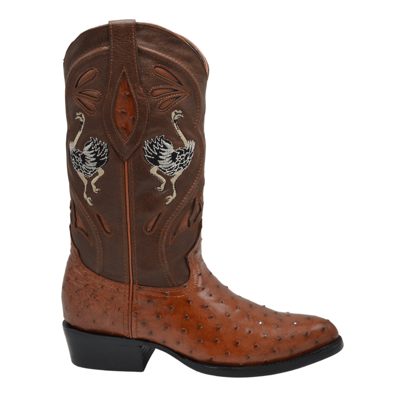 JOE BOOTS 903 COGNAC J Toe Boots,  Original  Men's Cowboy Boots Ostrich Genuine Leather,  Western Boots.