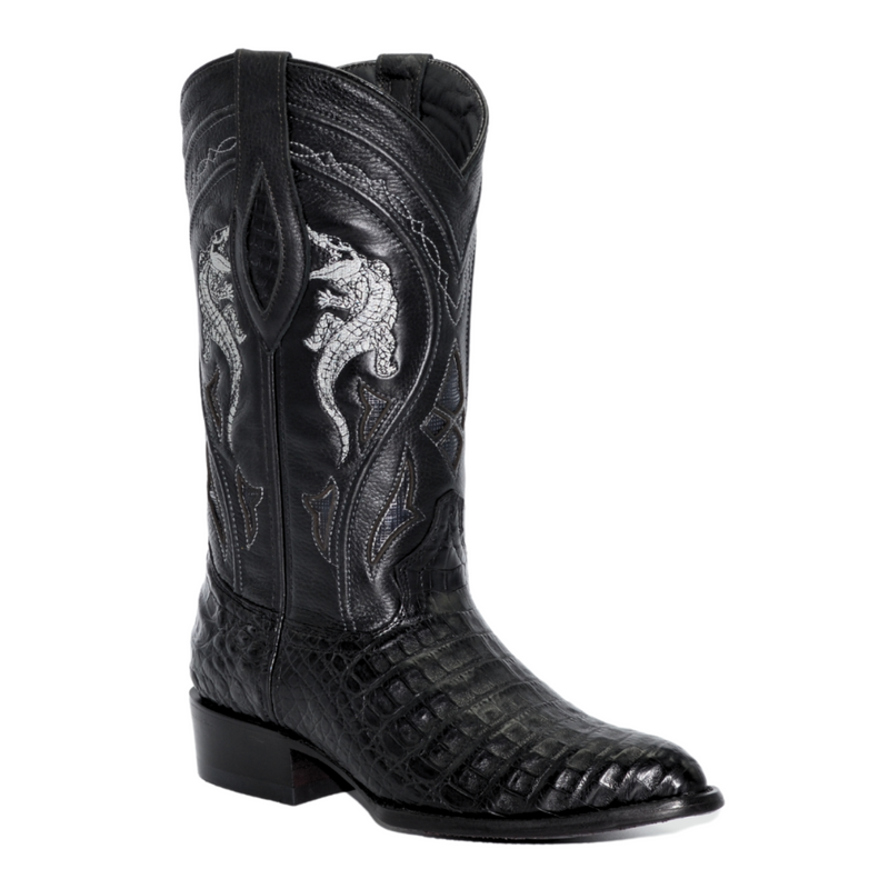 JOE BOOTS 906 BLACK  J Toe Boots,  Original  Men's Cowboy Boots Caiman Genuine Leather,  Western Boots.