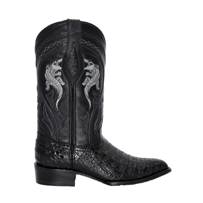 JOE BOOTS 906 BLACK  J Toe Boots,  Original  Men's Cowboy Boots Caiman Genuine Leather,  Western Boots.