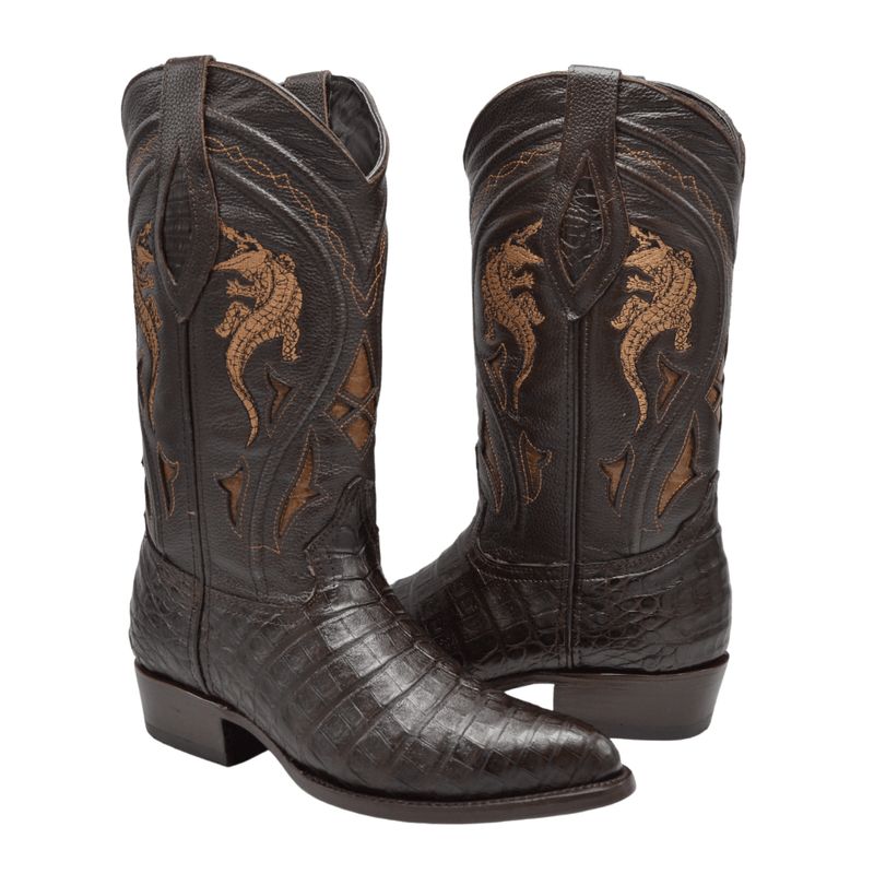 JOE BOOTS 908 BROWN J Toe Boots  Original  Men's Cowboy Boots Caiman Genuine Leather,  Western Boots.