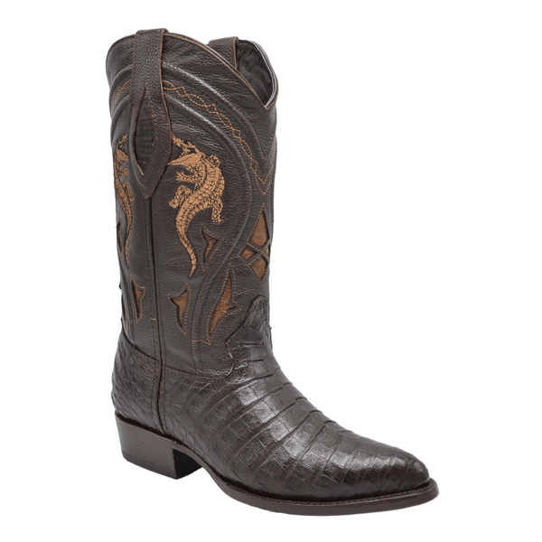 JOE BOOTS 908 BROWN J Toe Boots  Original  Men's Cowboy Boots Caiman Genuine Leather,  Western Boots.