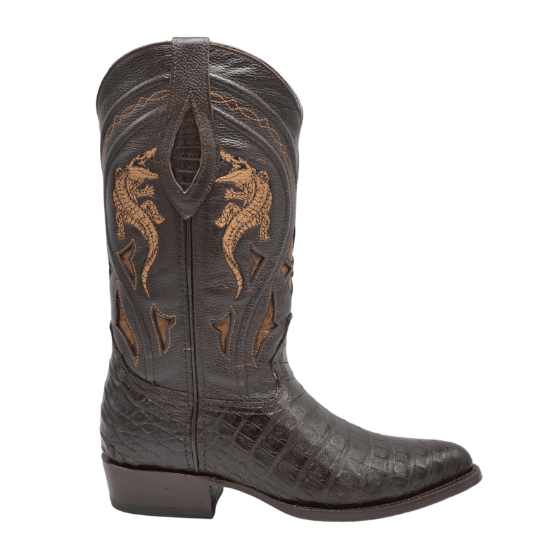 JOE BOOTS 908 BROWN J Toe Boots  Original  Men's Cowboy Boots Caiman Genuine Leather,  Western Boots.