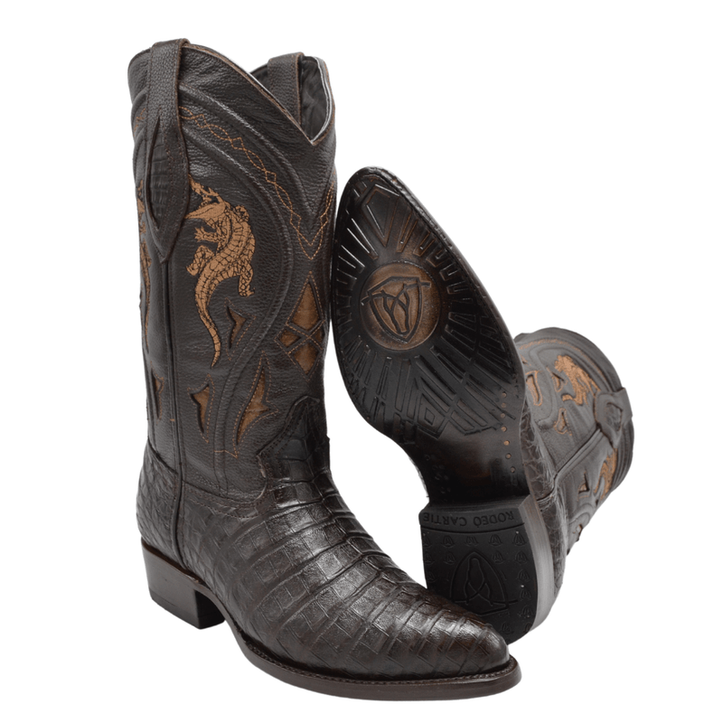 JOE BOOTS 908 BROWN J Toe Boots  Original  Men's Cowboy Boots Caiman Genuine Leather,  Western Boots.