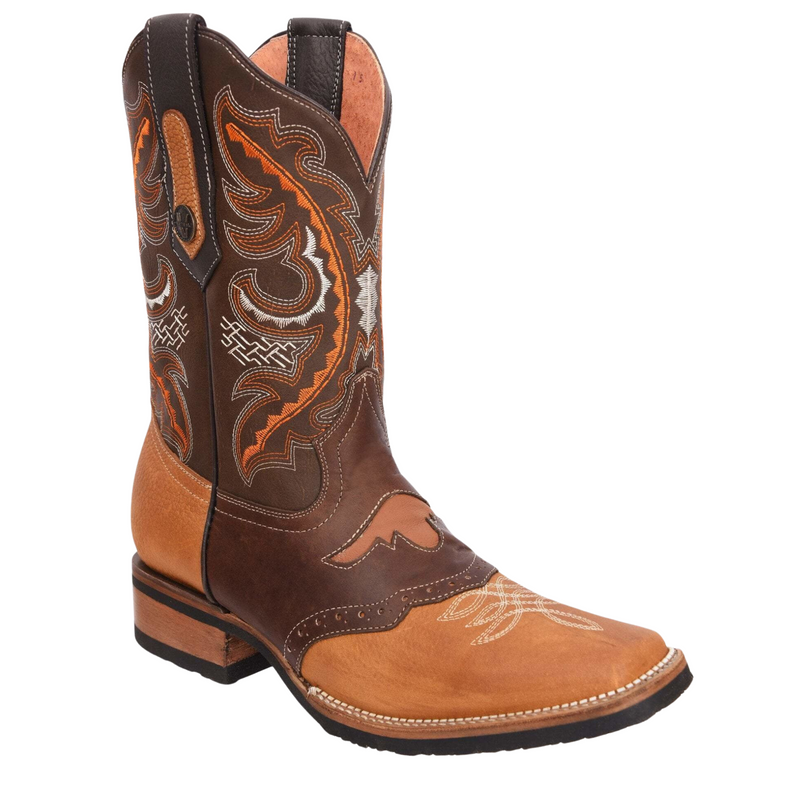 VE-030 TORITO TAN/BROWN  Men's Western Boots: Square Toe Cowboy & Rodeo Boots in Genuine Leather