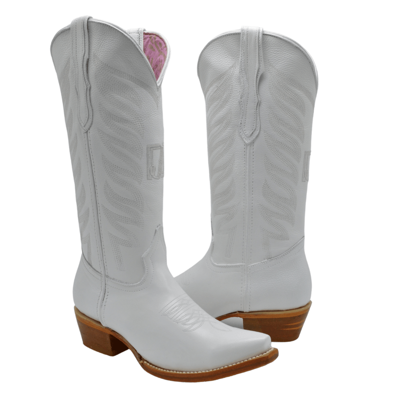 RC 320 WHITE  Classic Cowgirl Boots for Women Snip Toe