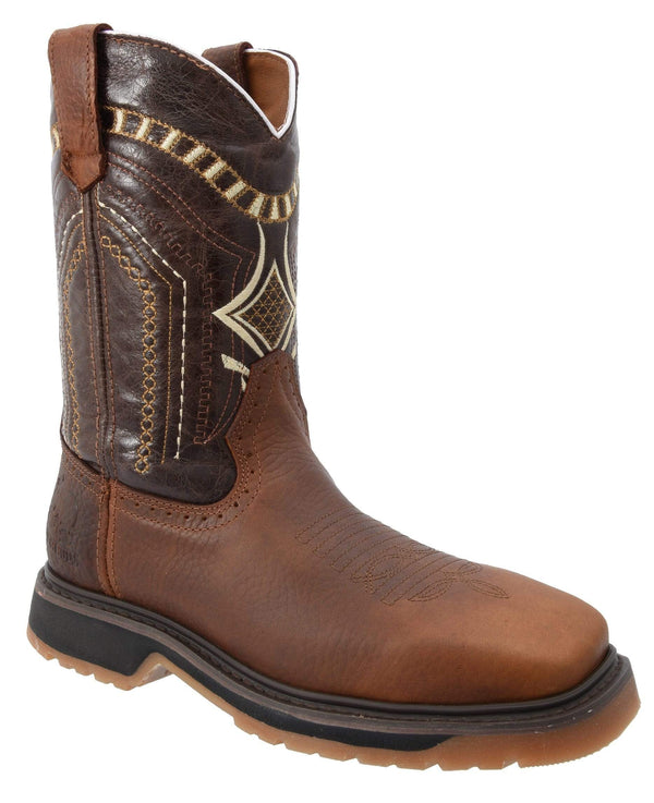 SB5002 Silver Bull Square Toe Rustic Brown Boot (WIDE EE LAST-HALF NUMBER LESS RECOMMENDED)