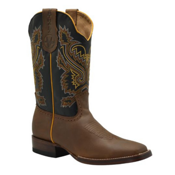 VE522 Tan Rodeo Square Toe Boot Leather Sole