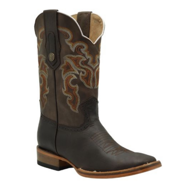 VE522 Brown Rodeo Square Toe Boot Leather Sole