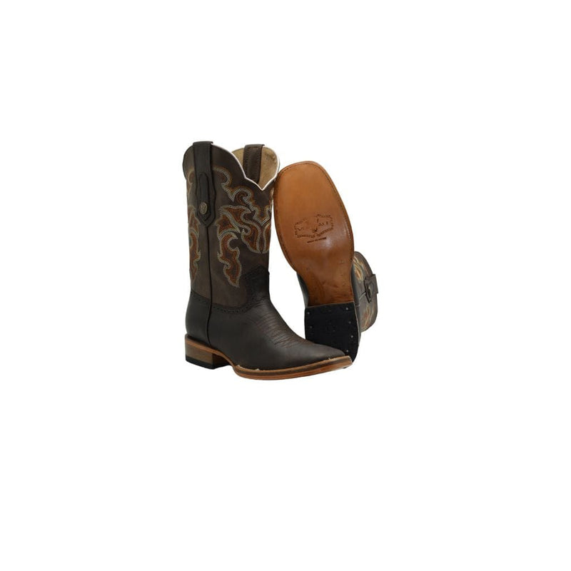 VE522 Brown Rodeo Square Toe Boot Leather Sole