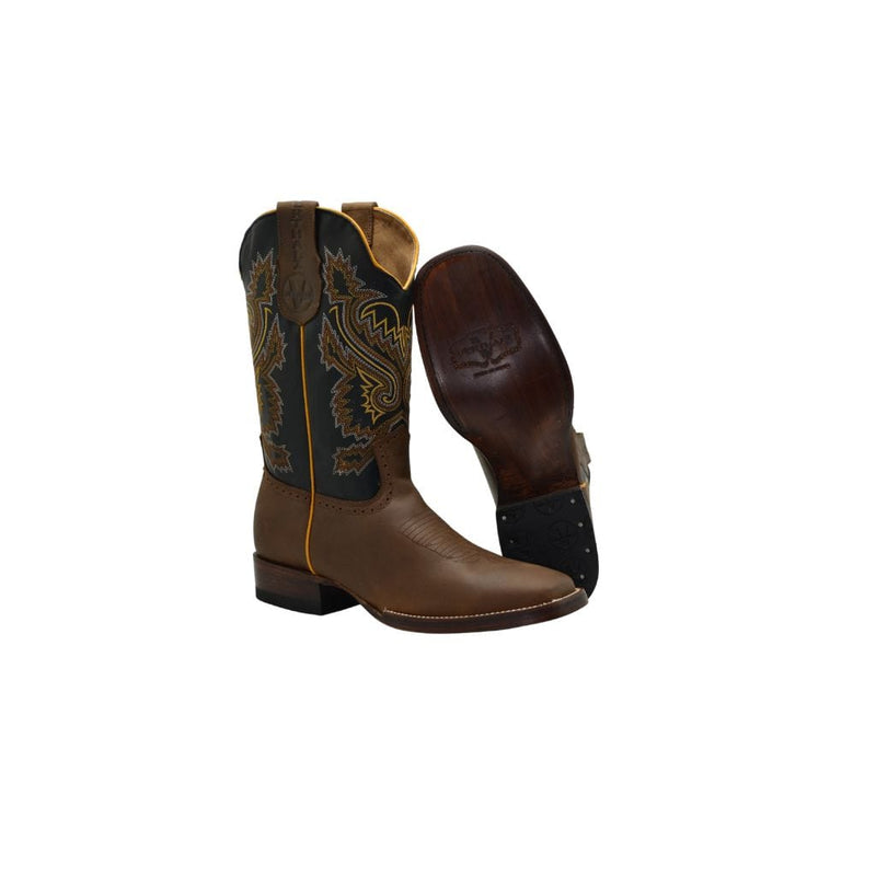 VE522 Tan Rodeo Square Toe Boot Leather Sole