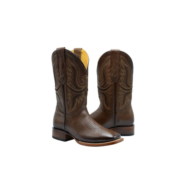 RC 095 TABACCO Men's Western Boots: Square Toe Cowboy & Rodeo Boots in Full Grain  Leather