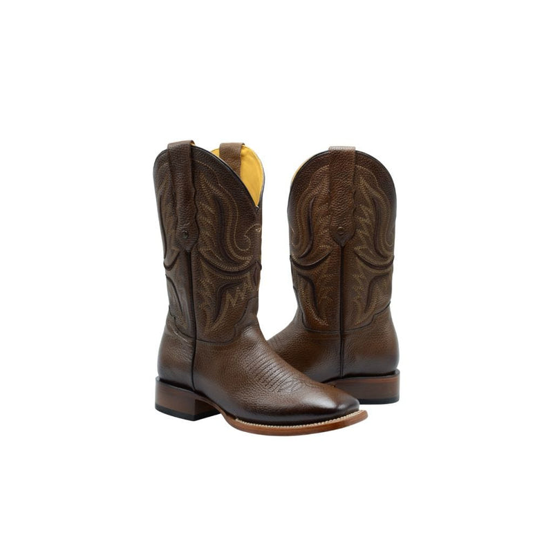 RC 095 TOBACCO COMBO Men's Western Boots: Square Toe Cowboy & Rodeo Boots in Full grain Leather with CB Caporal Belt