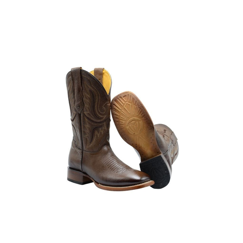 RC 095 TOBACCO COMBO Men's Western Boots: Square Toe Cowboy & Rodeo Boots in Full grain Leather with CB Caporal Belt