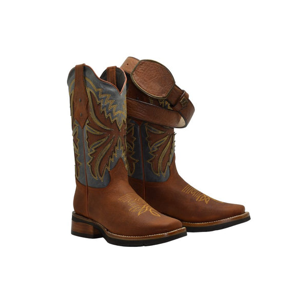 Combo SG518 Rodeo Square Toe Boot Honey Rubber Sole with Belt 140