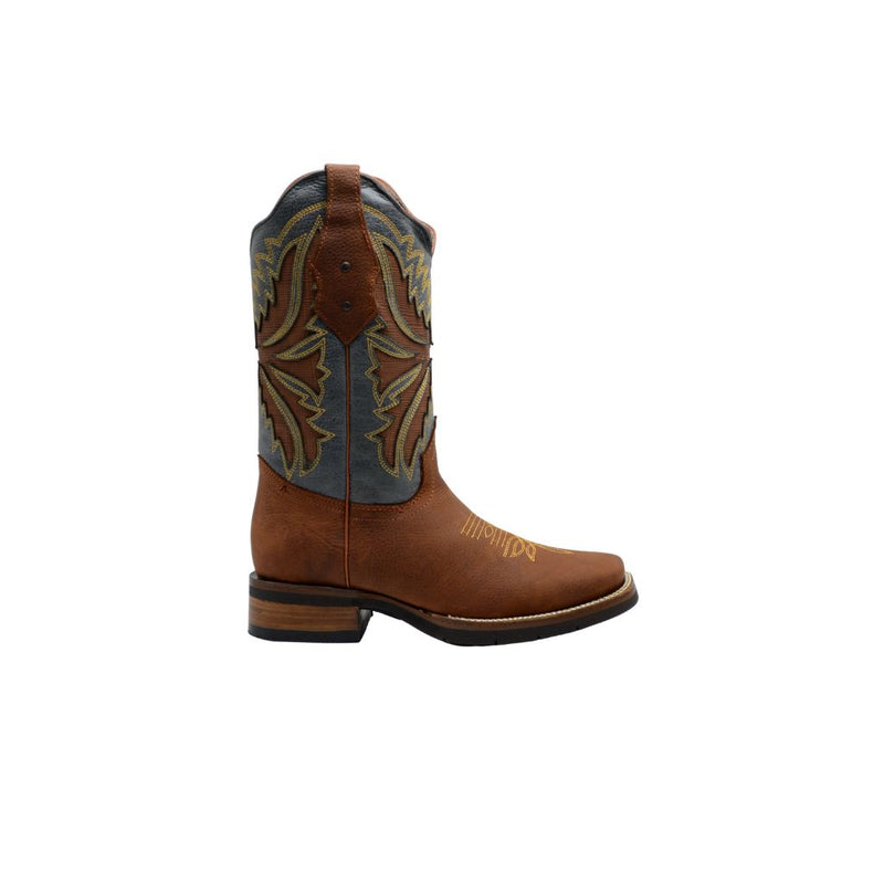 JOE BOOTS SG518 TAN COMBO Men's Western Boots: Square Toe Cowboy & Rodeo Boots in Genuine Leather with Tan Belt 140