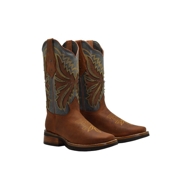 JOE BOOTS SG518 TAN COMBO Men's Western Boots: Square Toe Cowboy & Rodeo Boots in Genuine Leather with Tan Belt 140