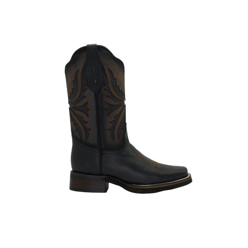 SG518 Rodeo Square Toe Boot Black Rubber Sole