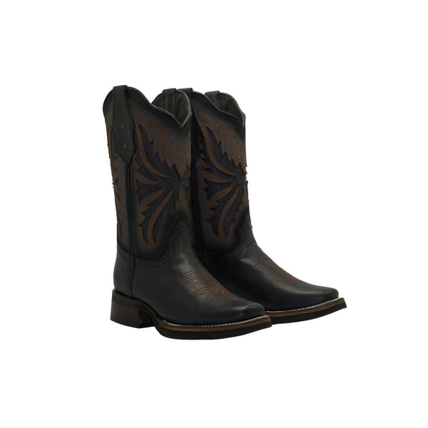 SG518 Rodeo Square Toe Boot Black Rubber Sole