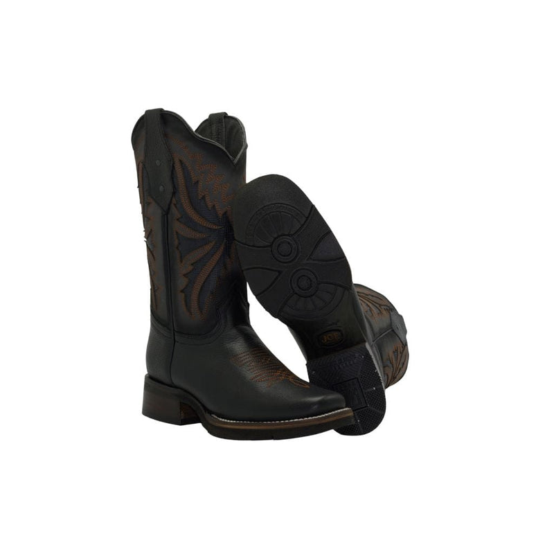 SG518 Rodeo Square Toe Boot Black Rubber Sole