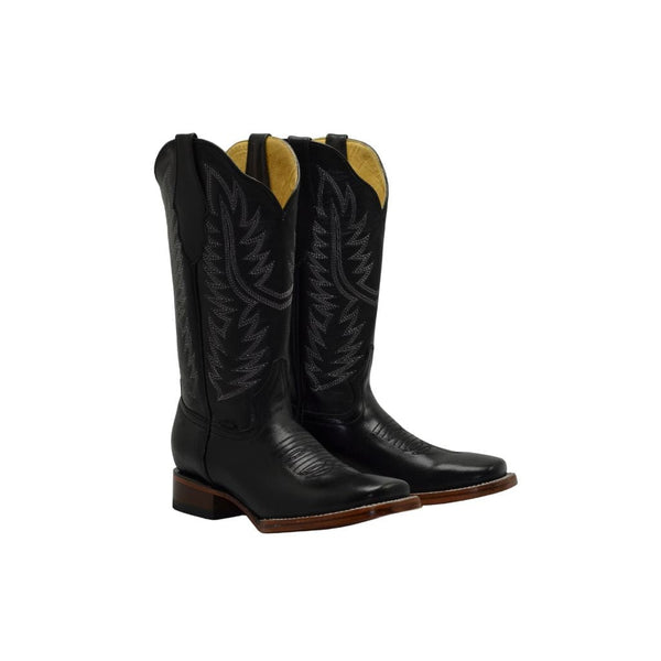 JOE BOOTS 16-10 BLACK Plain Women Boots,  Western Boots, Square Toe, Premium Women's Cowboy Boots, Embroidered, Cowgirls Boots.