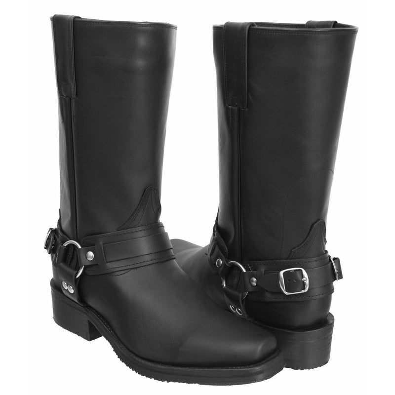 JOE BOOTS 401 BLACK  Motorcycle Boot for Men, Double Sole, Classic Harness Boot with double Pull Straps, Oil-Resistant Sole