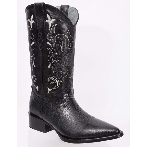 913 J Toe Boot Print Leather Armadillo Black