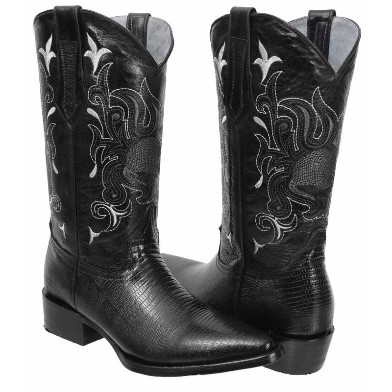 JOE BOOTS 913 BLACK COMBO  Men's Western Boots: J Toe Cowboy Boots in Lizard tribute Leather 013 Belt