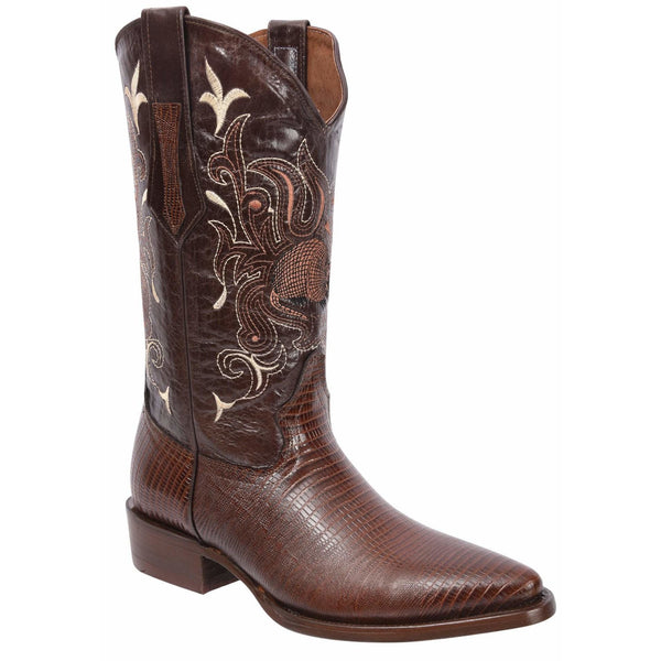 JOE BOOTS 913 HONEY  Men's Western Boots: J Toe Cowboy Boots in Lizard Print Leather