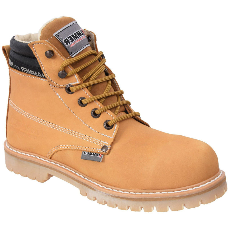 MU033 HAMMER  Work Boots 6" Leather Steel Toe HONEY, Ankle-High, Track  Durable Rubber Outsole