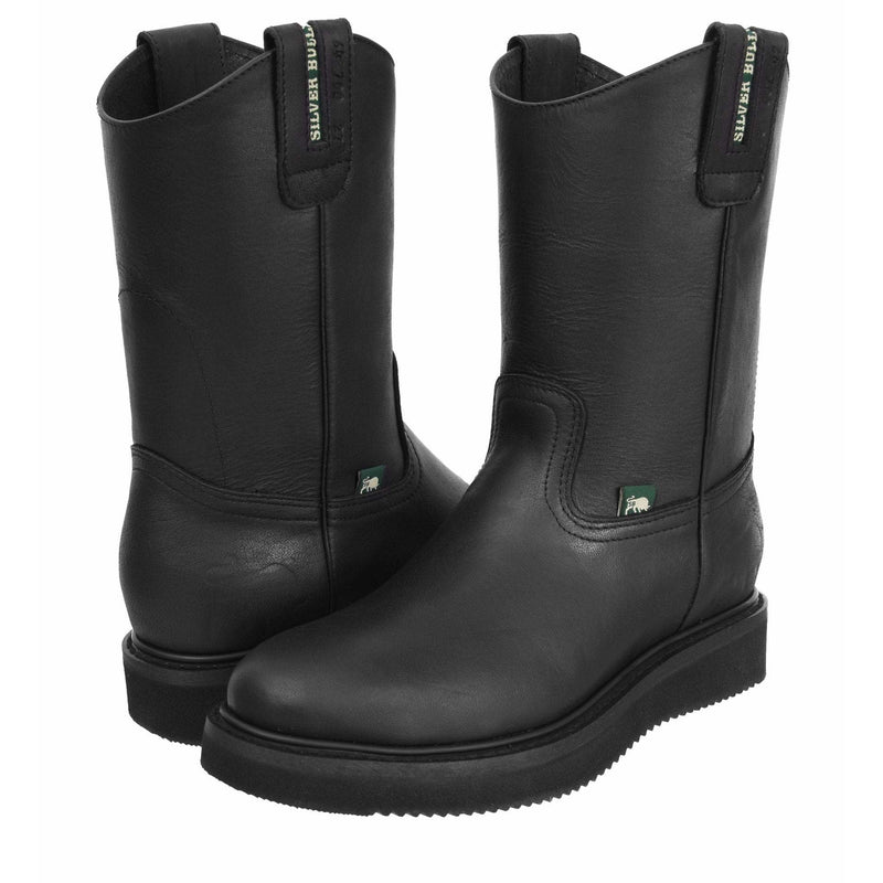 SB 700 BLACK MEN'S RANCHER PULL-TAB WATER RESISTANCE WELLINGTON WORK BOOT